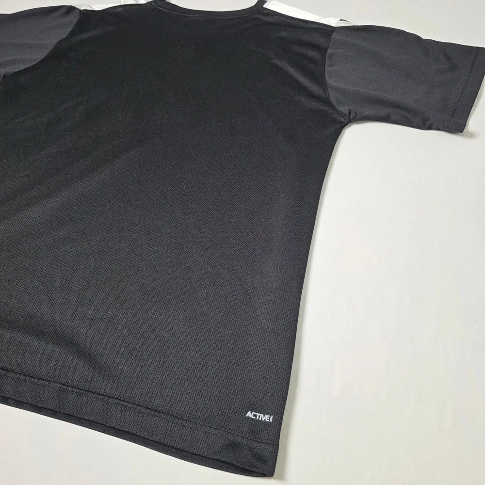Adidas T-Shirt Men Large Black‎ Active 360 Short Sleeve AZB004 Stripe Athletic
